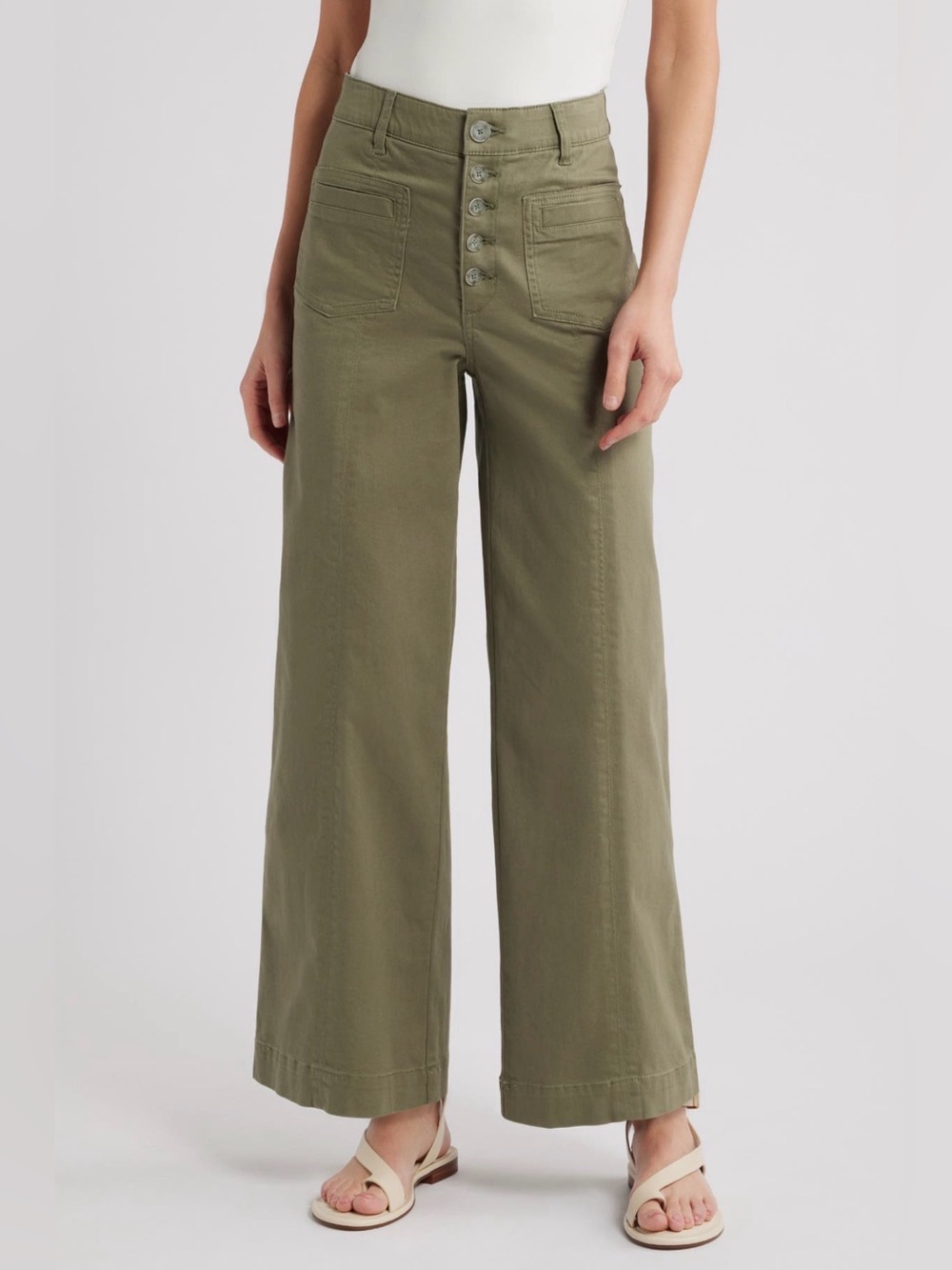Wit & Wisdom Ab’Solution Skyrise Wide Leg Pants 12 Lily Pad Green
